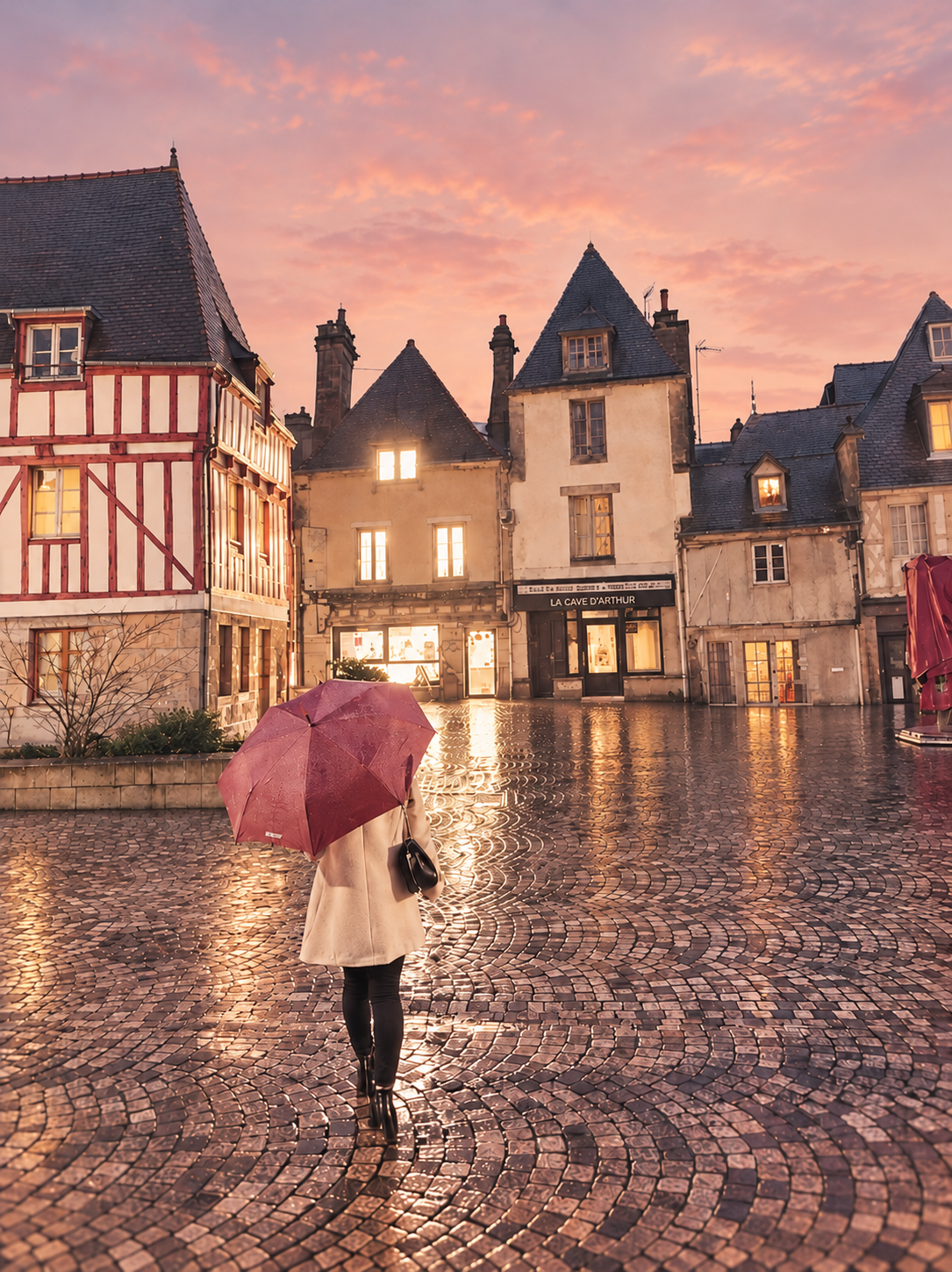 Alison, fondatrice de RiseMea, en balade sous un parapluie rose